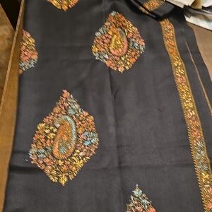 Black Scarf with Colorful Paisley Design
